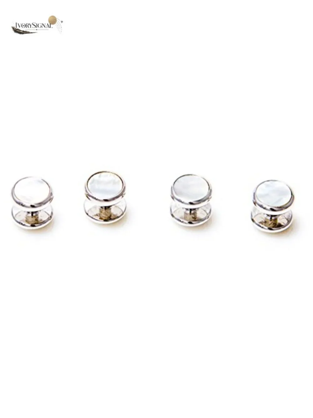 Mother of Pearl Cufflinks & Studs Tuxedo Set in Gift Box with Polishing Cloth
